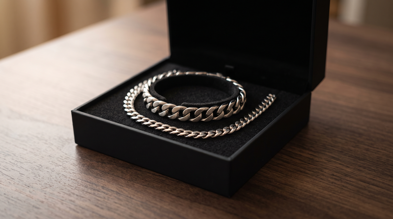Set Aquiles: collar, pulsera y anillo de acero para hombre en Lima